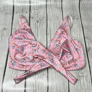 Asps design pink floral bralette/swim top size 34l